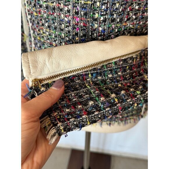 Ramy Brook Jacket Women Small Black Tweed Leather Sleeve And Trim Full Zip Retro - Picture 12 of 16